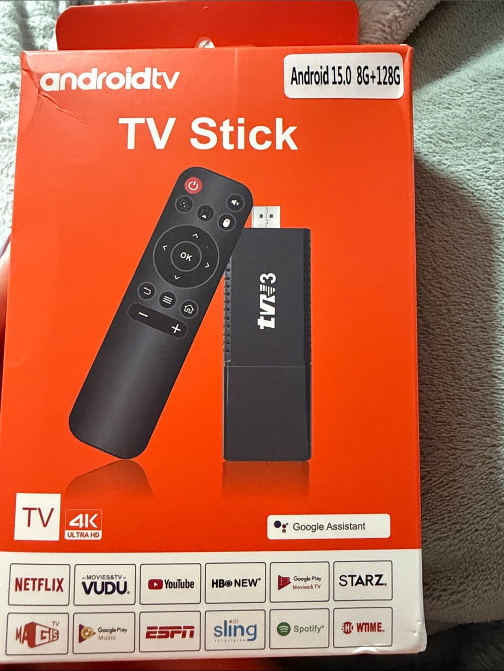 Android TV Black TV Stick with Remote - 8G+128G